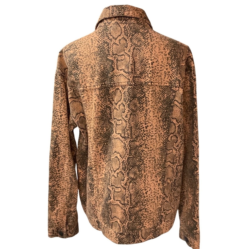 Free People Women's Snake Printed Collared Skin Trucker Jean Jacket Size Large - Picture 5 of 14